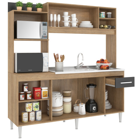 Kit de Cocina Compacta 6 Puertas 1 Cajón 177 x 189 x 52 cm Teka /Grafito