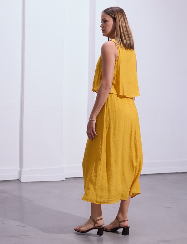 Vestido Maxi Detalle Crochet MOSTAZA