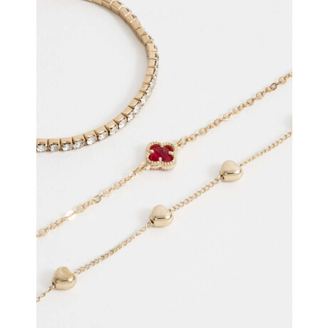 Set De Pulseras Flexibles Con Strass Dorado