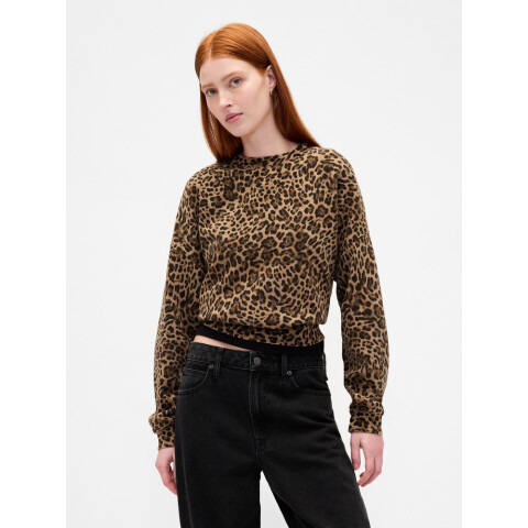 WEDGE SEAMED CREW PO ANIMAL PRINT