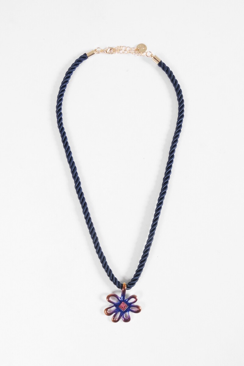 Collar cordón dije flor acrílico multicolor multicolor