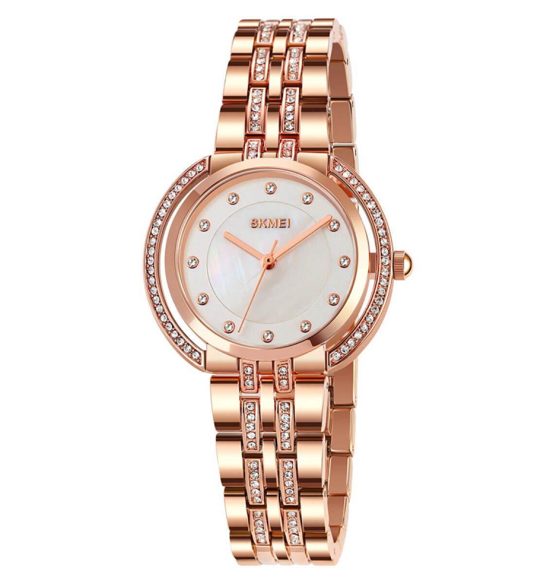 Reloj Skmei 1979rg Mujer Analógico Oro Rosa Con Brillantes 