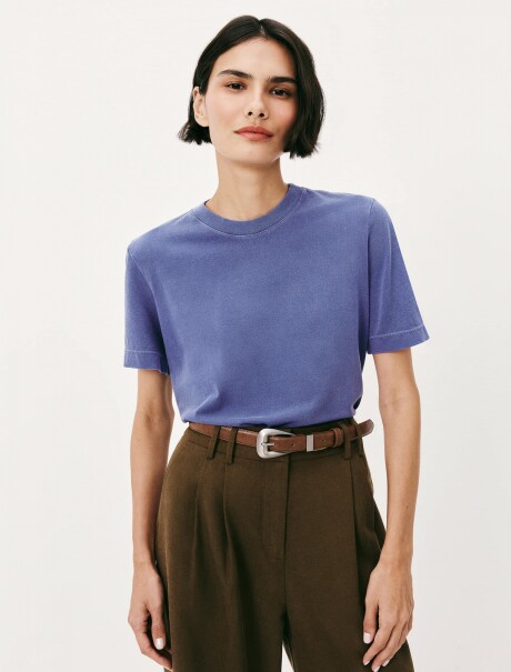 CAMISETA BÁSICA DE ALGODÓN AZUL