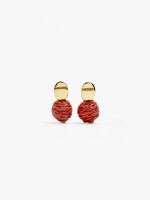 Pendientes Cortos Con Rafia naranja