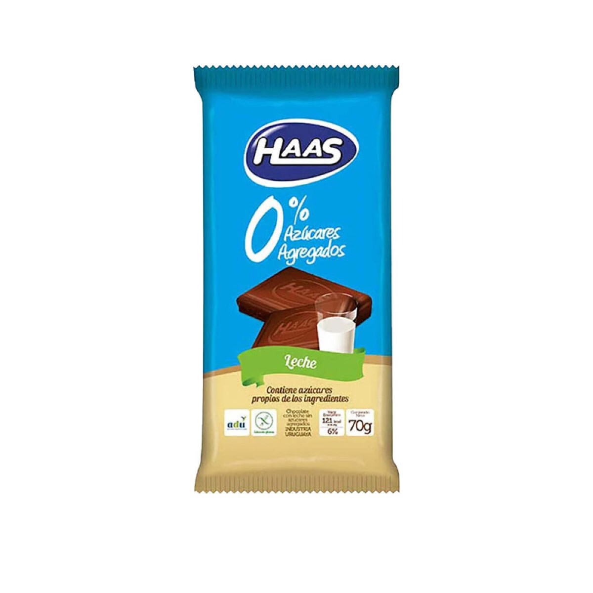 Chocolate HASS 0% Azúcar Tableta 70Grs - Leche 