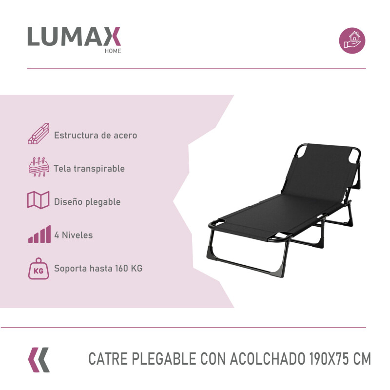 Catre Plegable Lumax Acolchonado Resiste Grande 193x75cm Catre Plegable Lumax Acolchonado Resiste Grande 193x75cm