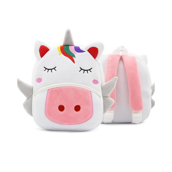 Mochila Infantil Animales De Peluche Niños Escuela 3d Variante Color Unicornio Rosa