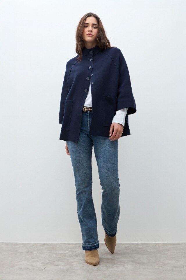 Chaqueta tejida con bolsillos azul marino