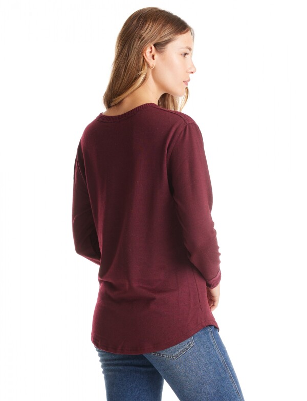 Buzo Escote Henley BORDEAUX
