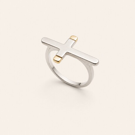 Anillo Cruz - Plata y Oro Anillo Cruz - Plata y Oro