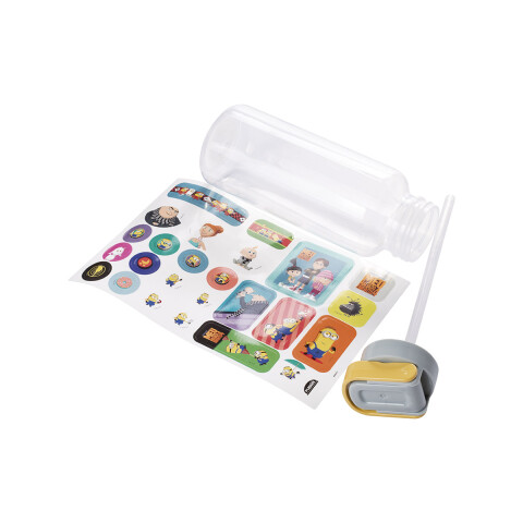 Botella Plática Fun Minions 600 ml con Adhesivos U