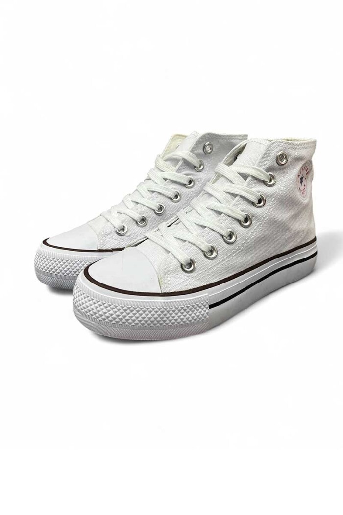 BOTA DEPORTIVA MEDIO BASKET LONA CON PLATAFORMA Blanco