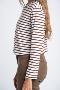 Remera Algodón Elastano Rayada Chocolate