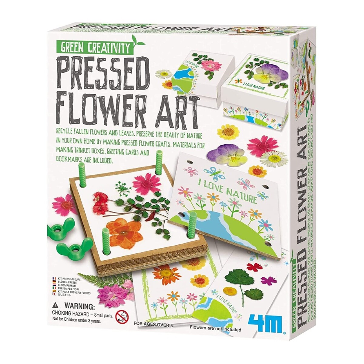 Juego Educativo 4M Kit de Arte Creatividad p/ Prensar Flores - Multicolor 