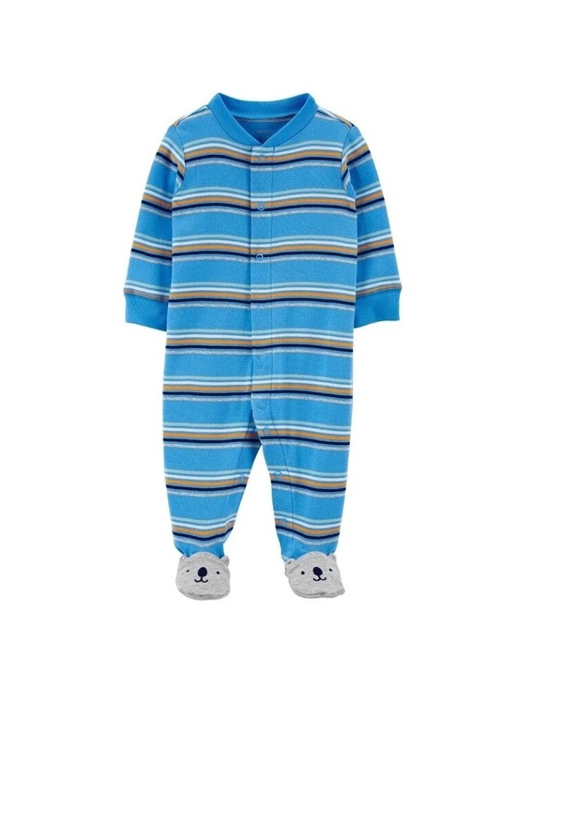 Enterito algodón Carters con pie RN - Celeste Striped OSO 