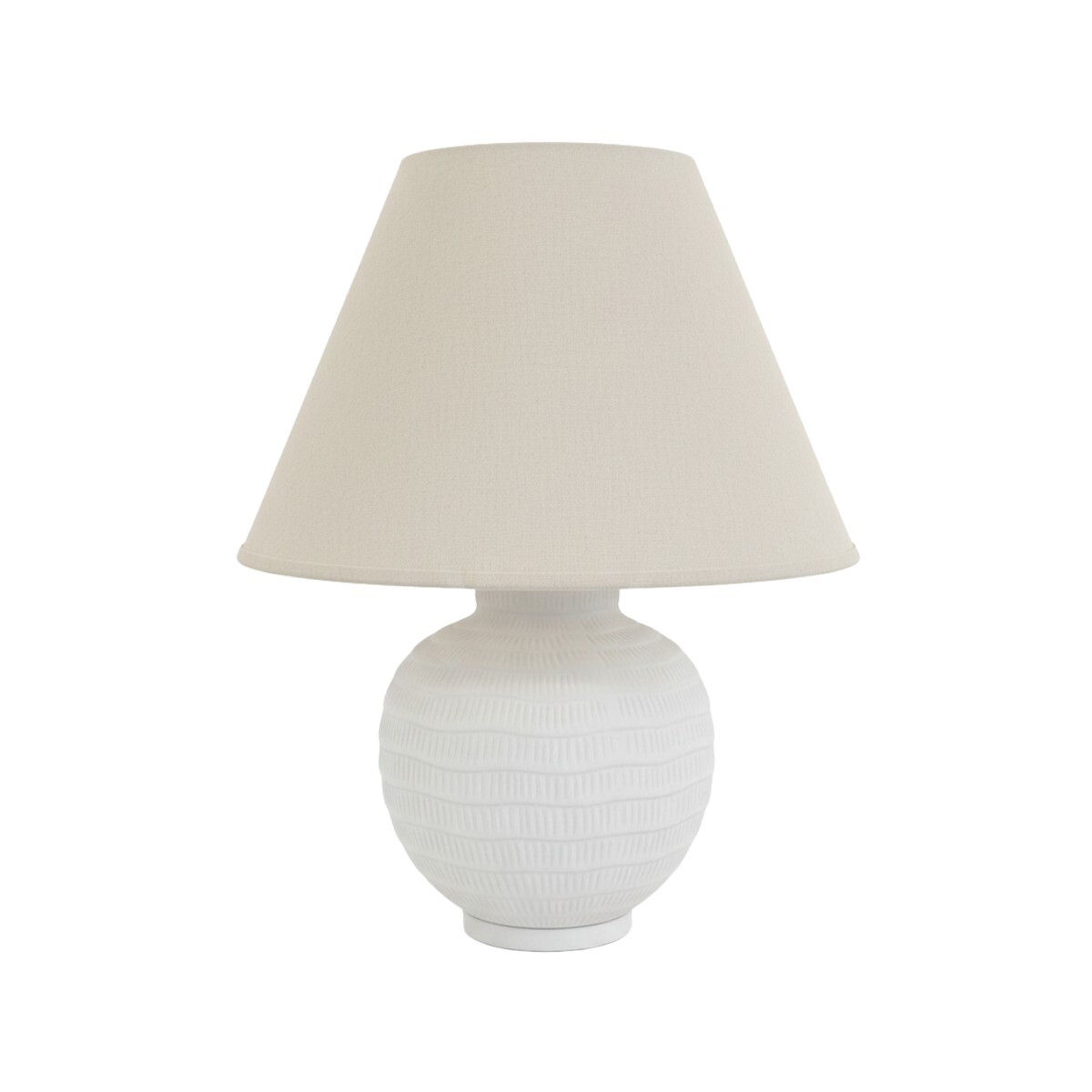 LAMPARA BEIGE C/BASE CERAMICA BLANCO P/MESA 