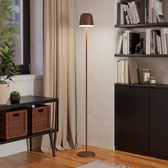 Lámpara de pie LED inalámbrica 1400mm marrón IP54 EG1080