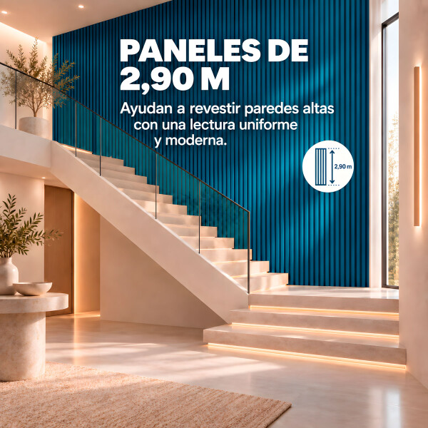 Pack x20 Wpc Simil Madera Wall Panel Lambrin 2.90x16.7 Azul 1