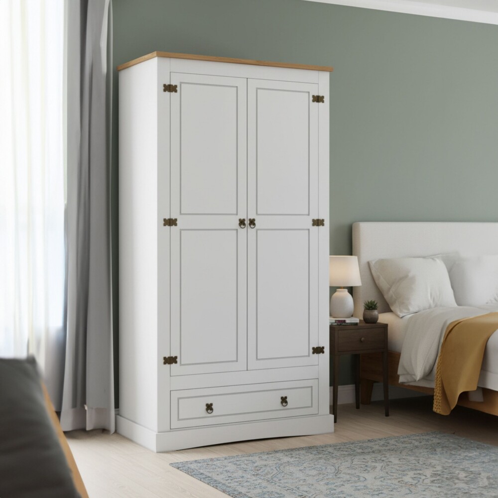 Ropero 2 puertas 1 Cajón Madera - Linea Mexicana Blanco