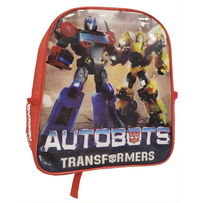 Mochila Infantil Transformers 30x24x20 Cm Para Niños Uso Escolar Y Diario Rojo