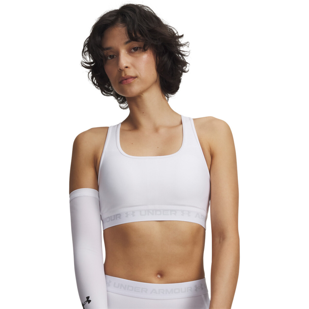 UA Crossback Mid Bra-PNK - WHT-100 