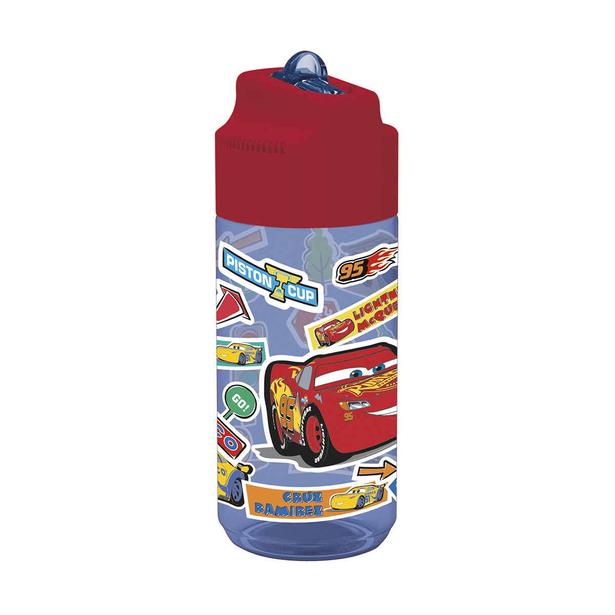 Botella Tritán Cars 430 ml con Pajita 