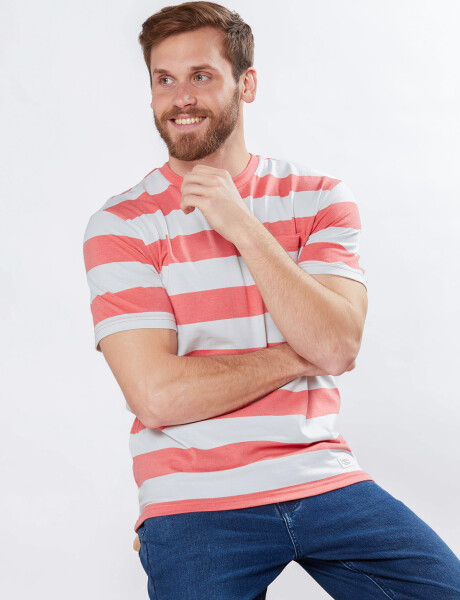 T-shirt rayada Coral