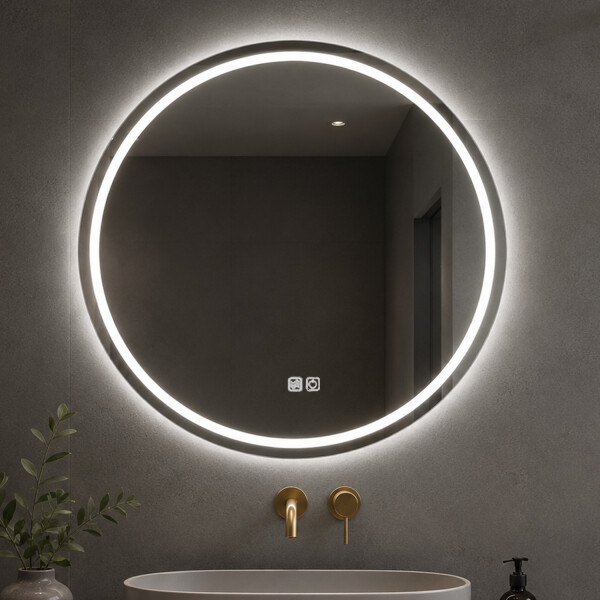 Espejo Led Redondo Para Baño Función Desempañado Led02 60cm ESPEJO REDONDO LED02 60CM LED INTERIOR