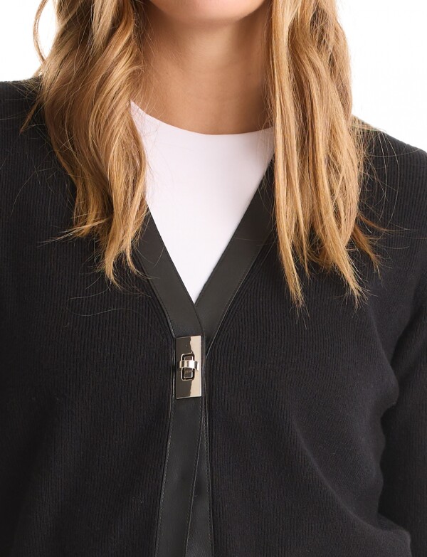 Cardigan Combinado S NEGRO