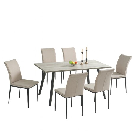 JUEGO DE COMEDOR MESA Y 6 SILLAS CON SILLA BEIGE