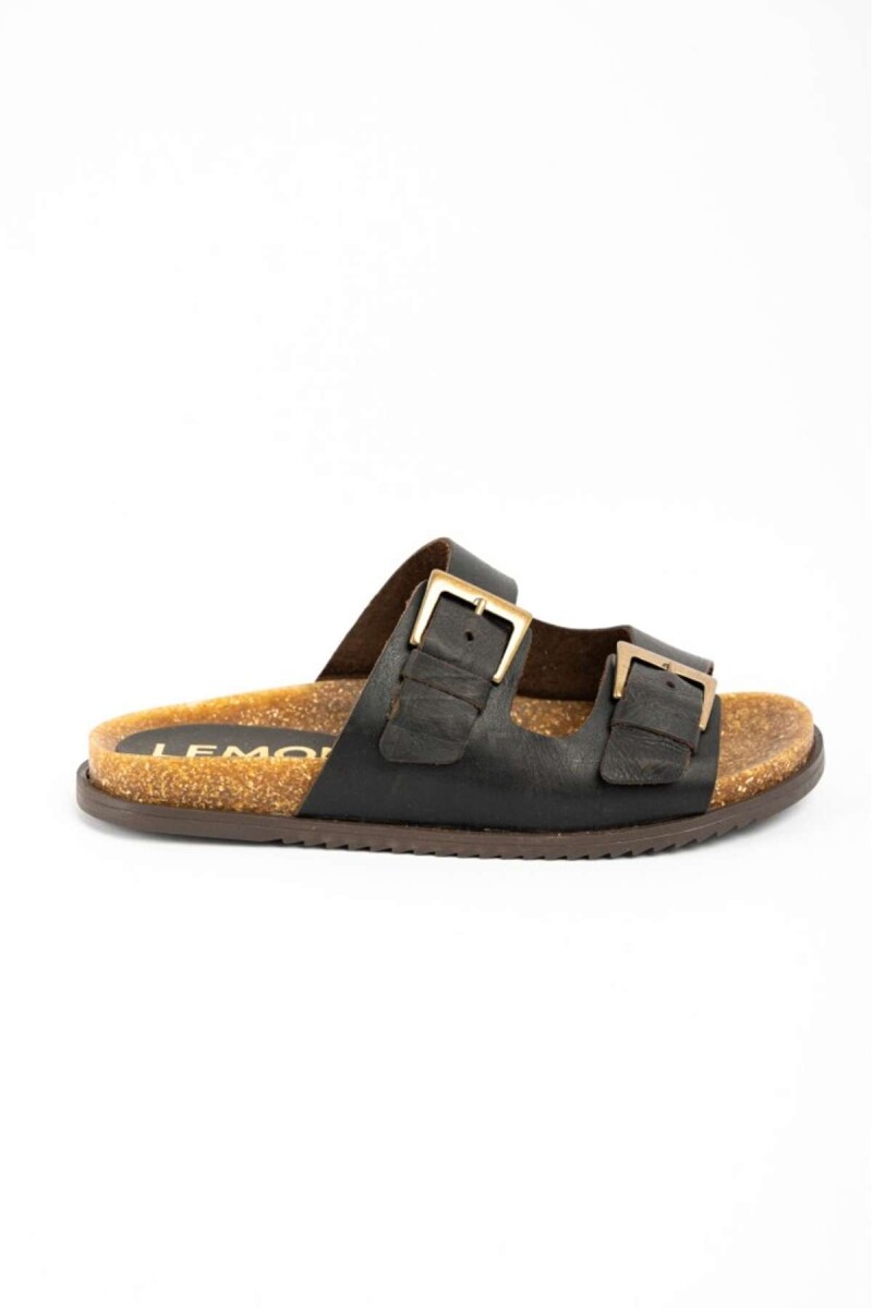 Sandalias De Cuero Doble Hebilla - Chocolate 