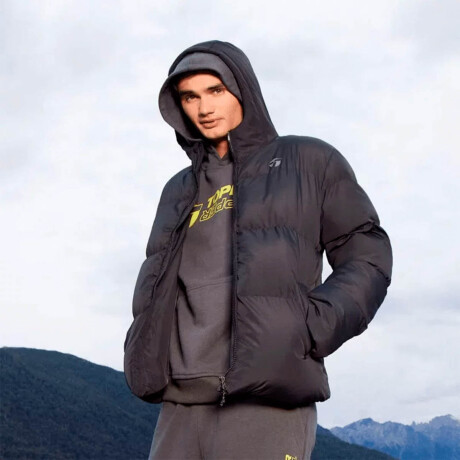 Campera Abrigo Topper Inflada Con Capucha P/ Hombre Negro