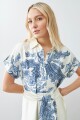 Vestido estampado manga corta azul