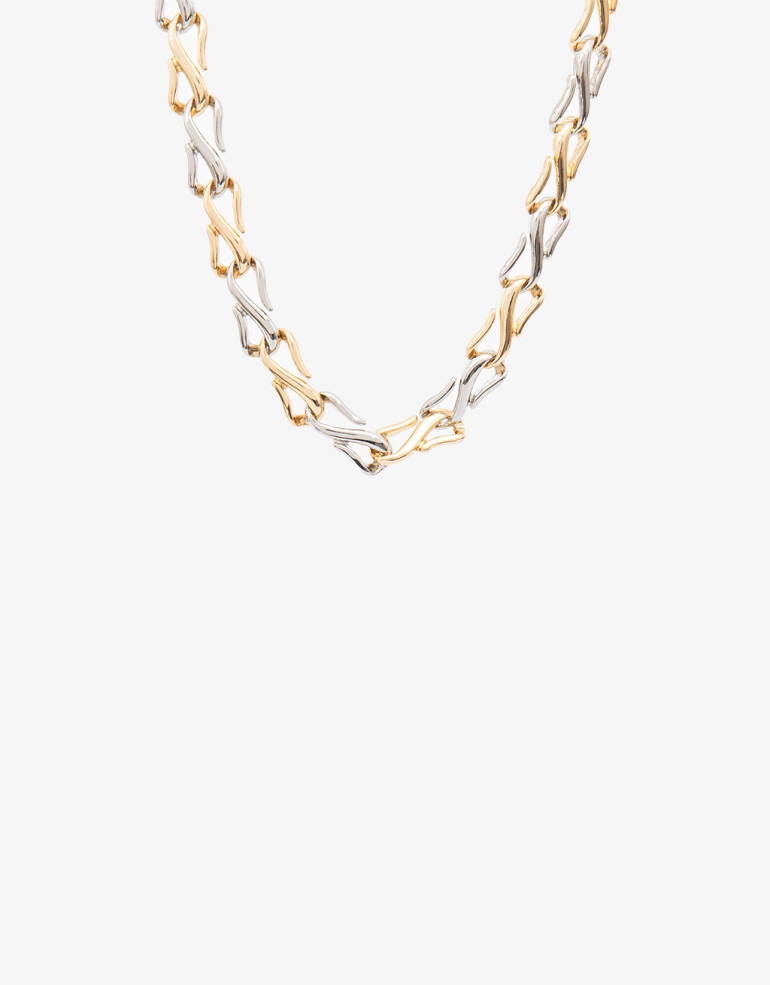 Collares Cortos Metal Collar Corto Eslabones Biplating - Plateado