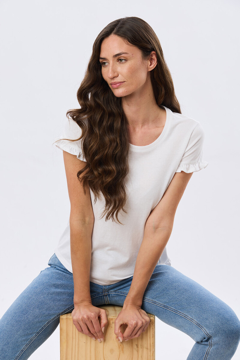 REMERA DE ALGODÓN CON VOLADO - Blanco 