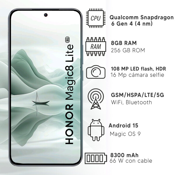 Honor Magic 8 Lite 8gb Ram 256gb 5g + Regalo VERDE