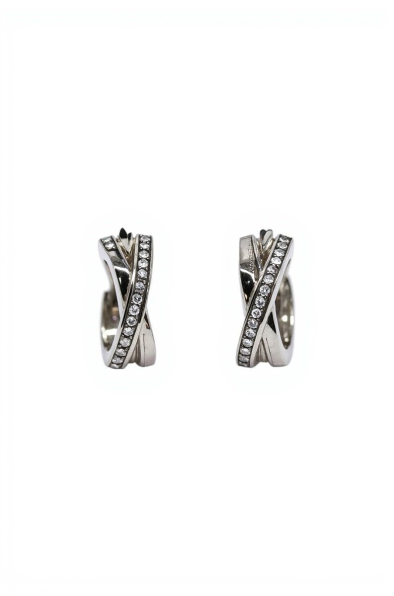Caravanas Aro Cruzado con Zirconia - Plata 925 - CA4312 - sinpiedra 