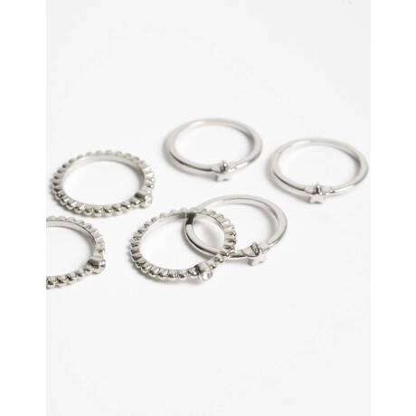 Set De Anillos Plateado rodio