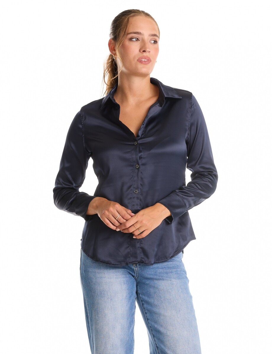 Camisa Saten - Azul 