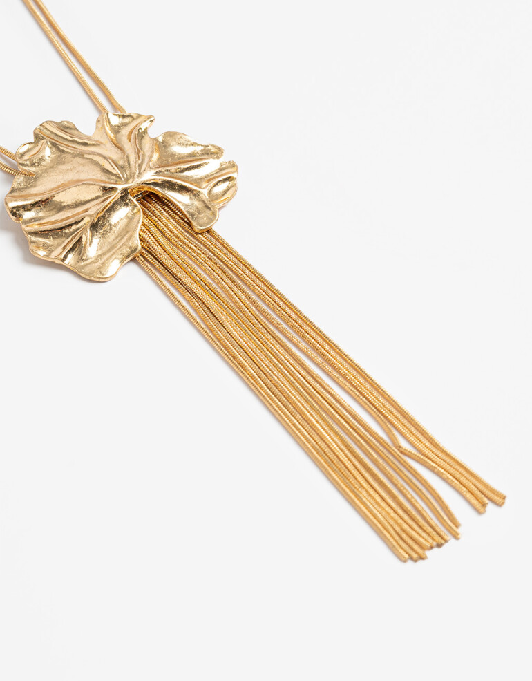 Collares Largos Metal Collar Largo Hoja Metal - Dorado Oro Amarillo