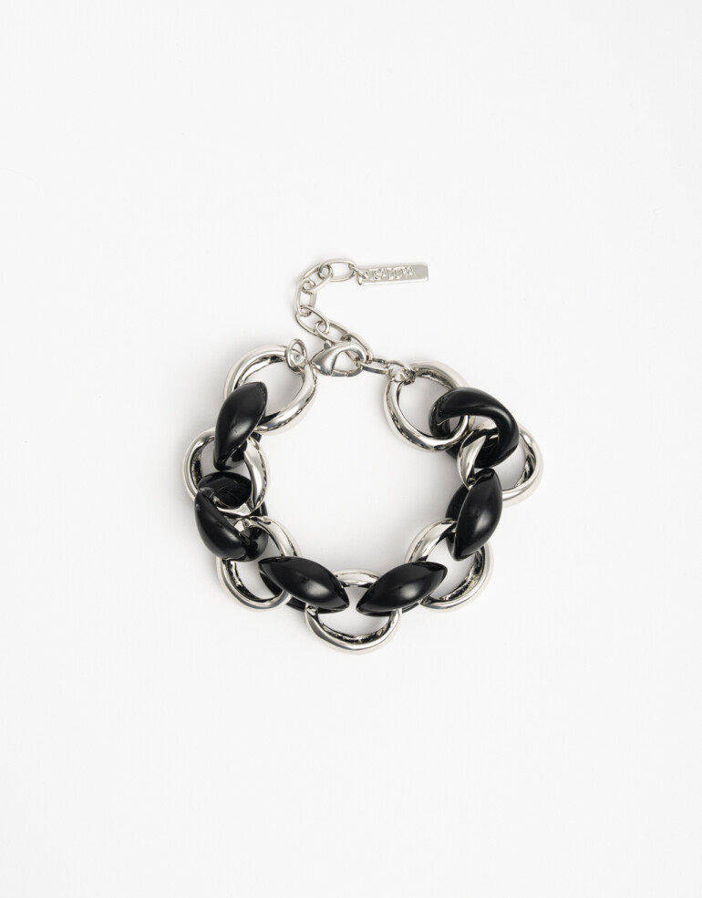 Pulseras Flexibles Resina Pulseras Flexibles Black Resin - Plateado Rodio