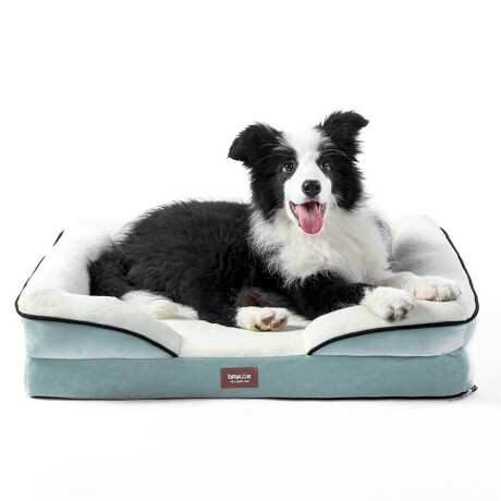 Cama Baylor Cucha Mediana Acolchonada de Felpa p/ Perro Gato Verde/blanco