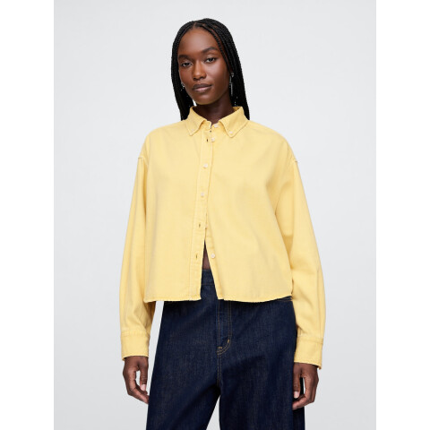 LS CROPPED SWING SHIRT - GMT DYE TWILL STRAW 13-0922