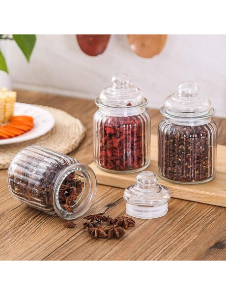 SET X3 RECIPIENTES D7.5xH13CM 300ML VIDRIO C/TAPA SET X3 RECIPIENTES D7.5xH13CM 300ML VIDRIO C/TAPA