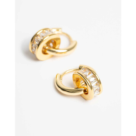Argollas Con Charm De Cubic Zirconia Dorado