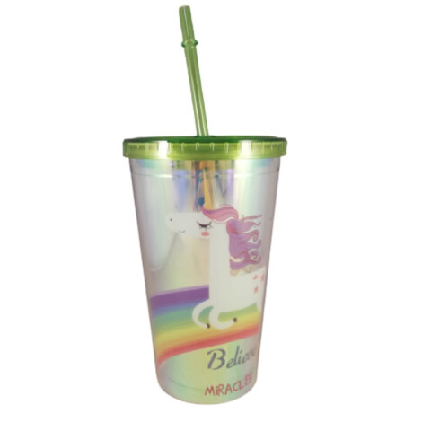 Vaso con Sorbito Diseño Unicornio Vaso con Sorbito Diseño Unicornio