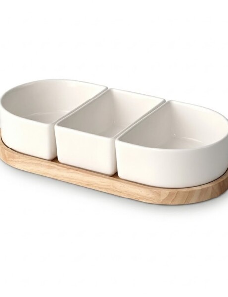 COPETINERO 3 DIV. BASE MADERA BAMBU 30X15X6CM BCO COPETINERO 3 DIV. BASE MADERA BAMBU 30X15X6CM BCO