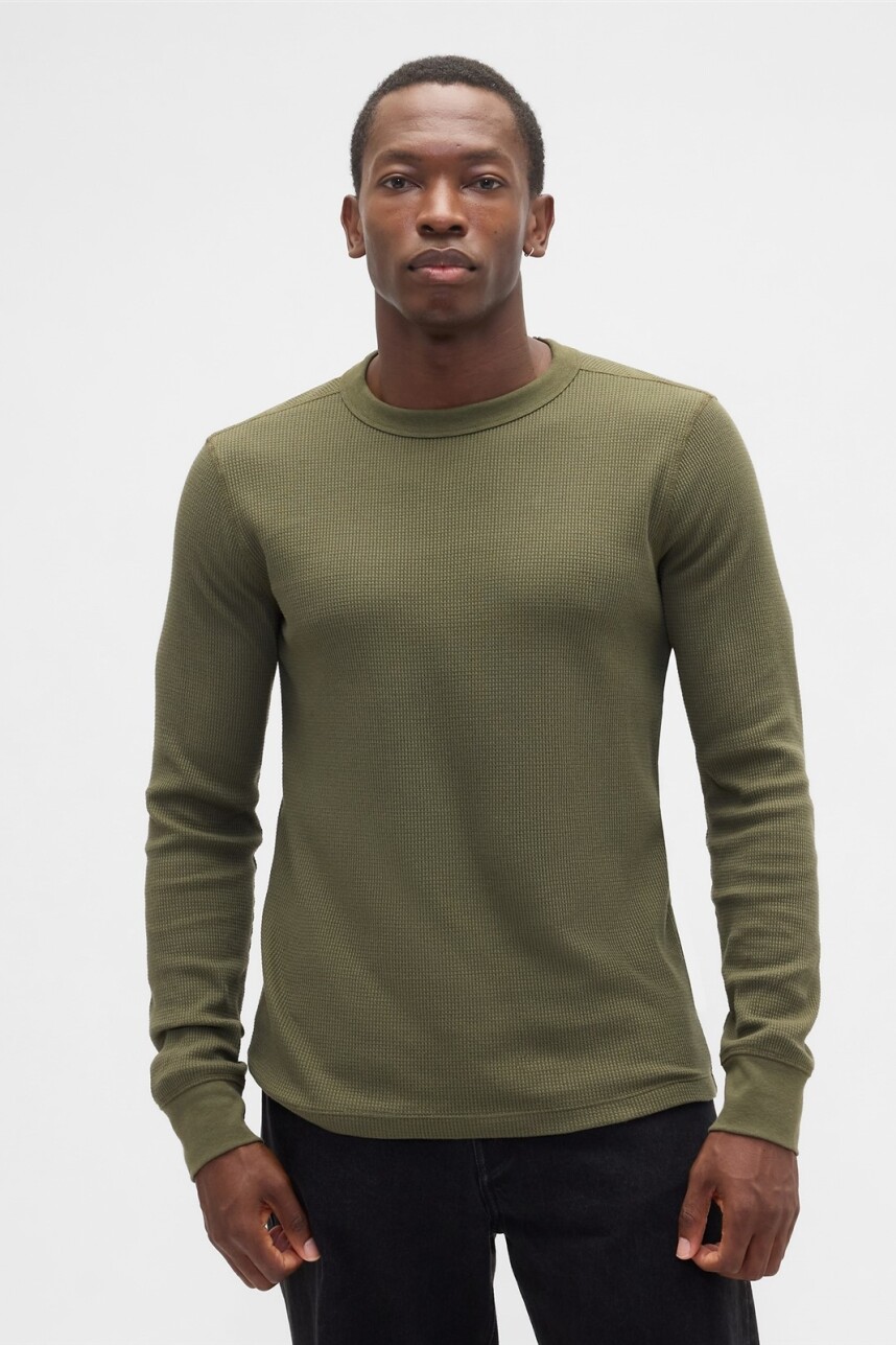 Remera Waffle Hombre Army Jacket Green