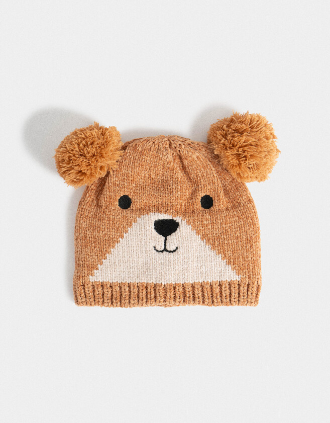 Gorros Infantiles Animalito Gorro Tejido De Osito - Marron Beige
