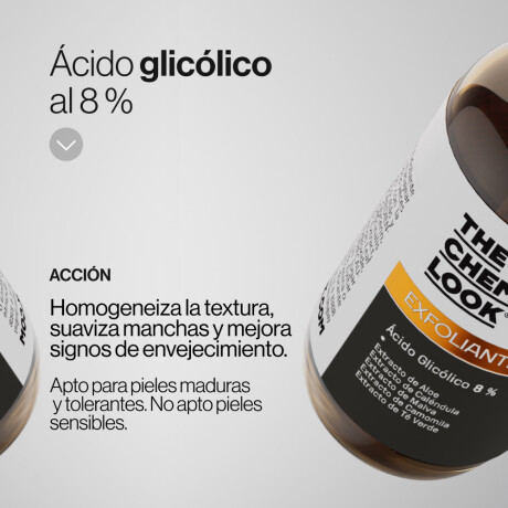 Exfoliante GA The Chemist Look con Ácido Glicólico 8% 30ml Exfoliante GA The Chemist Look con Ácido Glicólico 8% 30ml